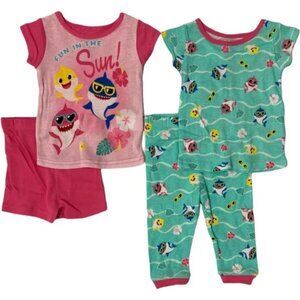Baby Shark Unisex 4 Piece Cotton Pajama Set, Sizes Vary - New